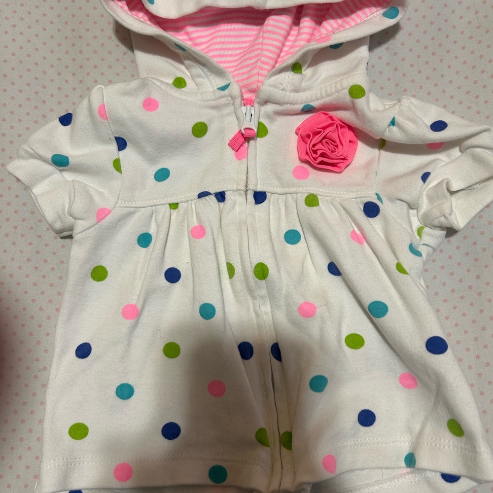 Carter's White Polka Dot Hoodie